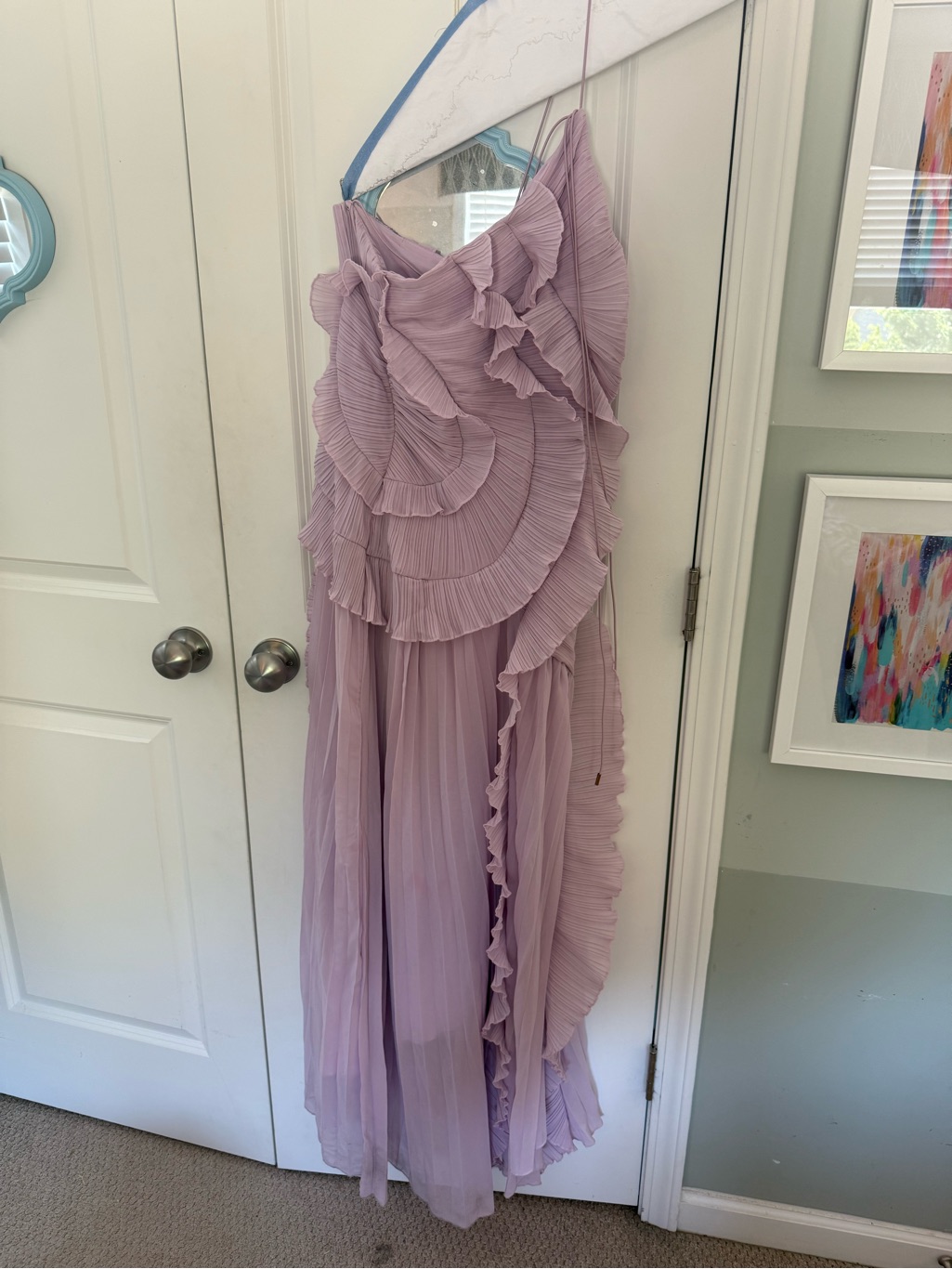 Elegant Lavender Maxi Dress With Ruffle Detail